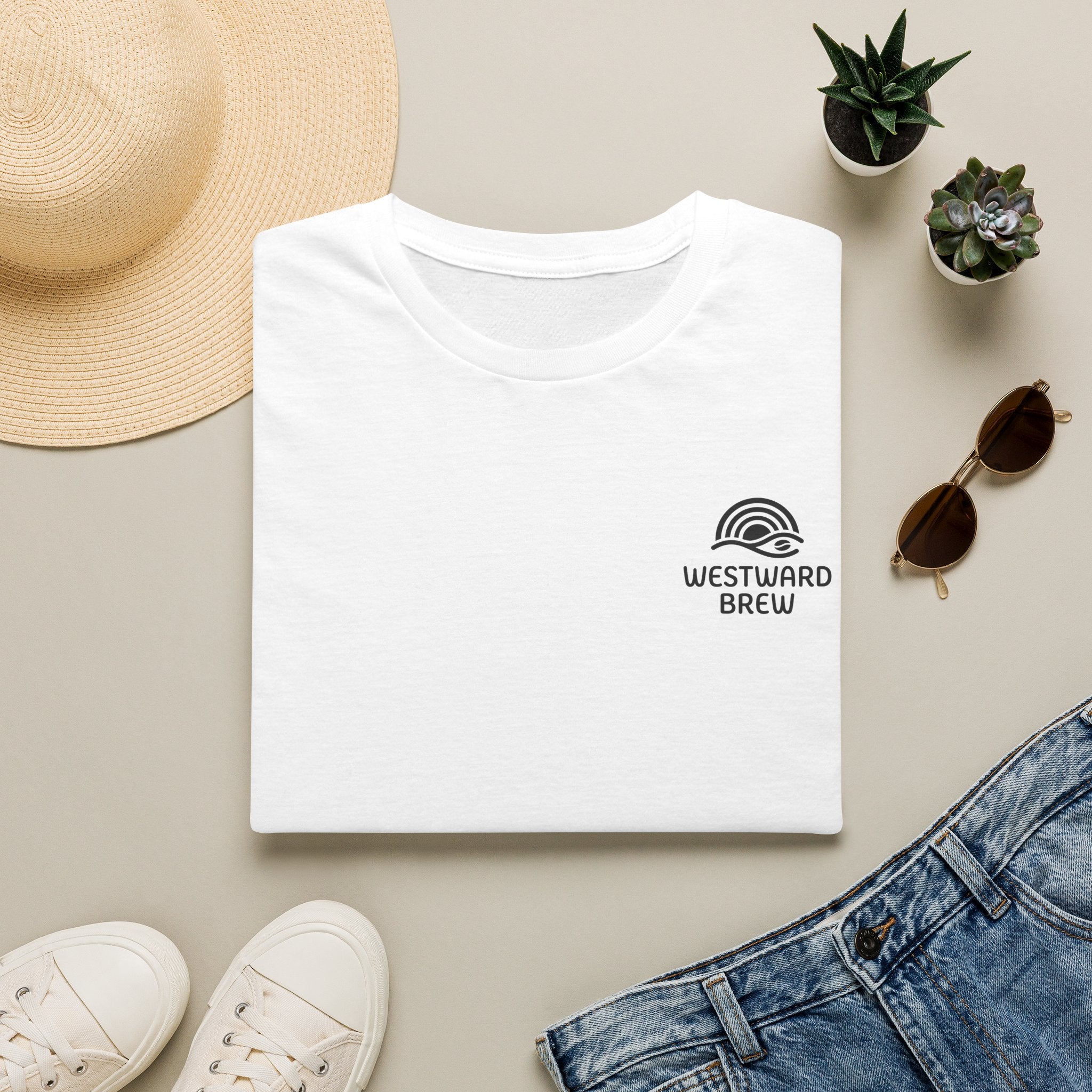 Westward Brew Coffee T-Shirt — Minimalist Logo Tee for Coffee Lovers