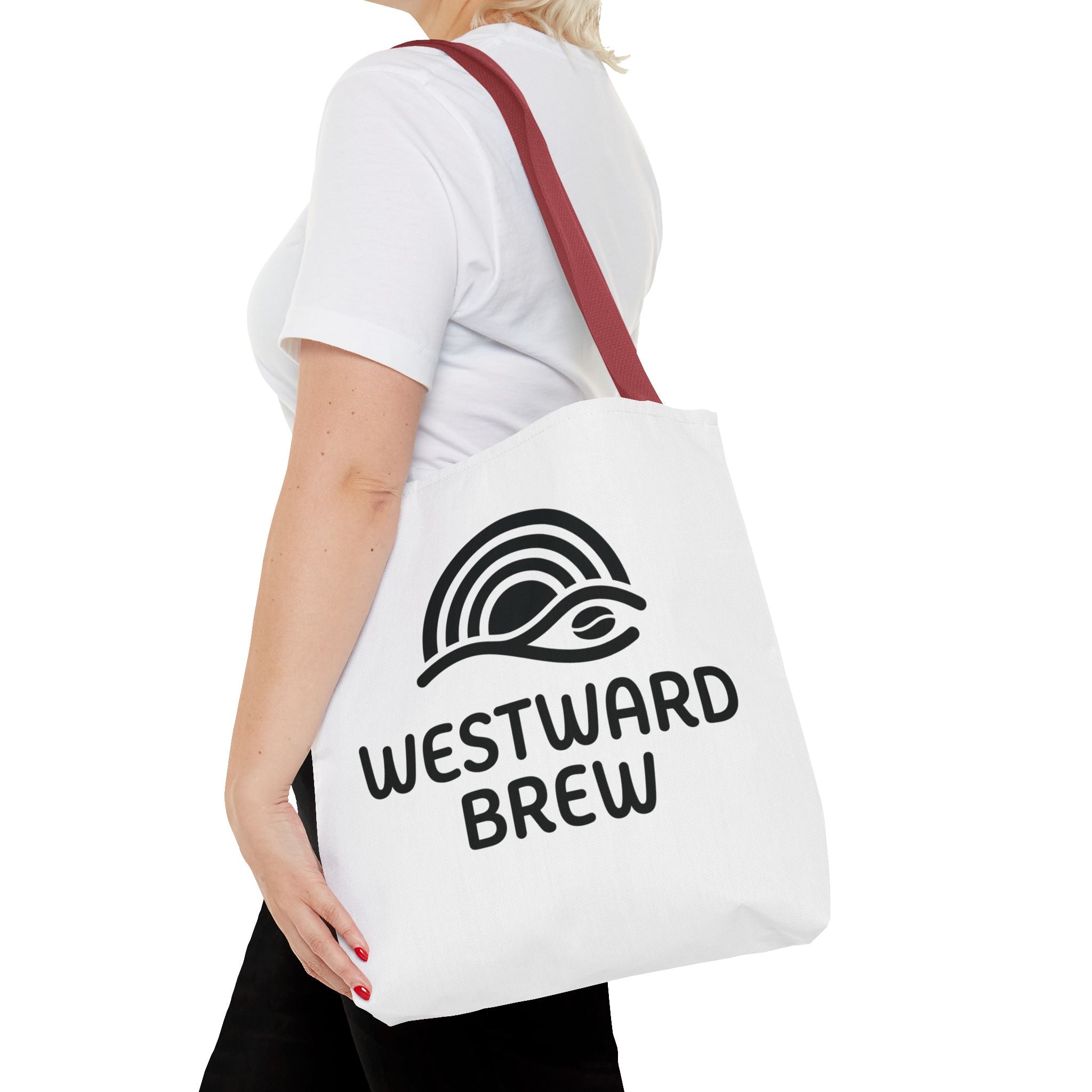 Westward Brew Logo Tote Bag – Coastal Coffee Canvas Tote