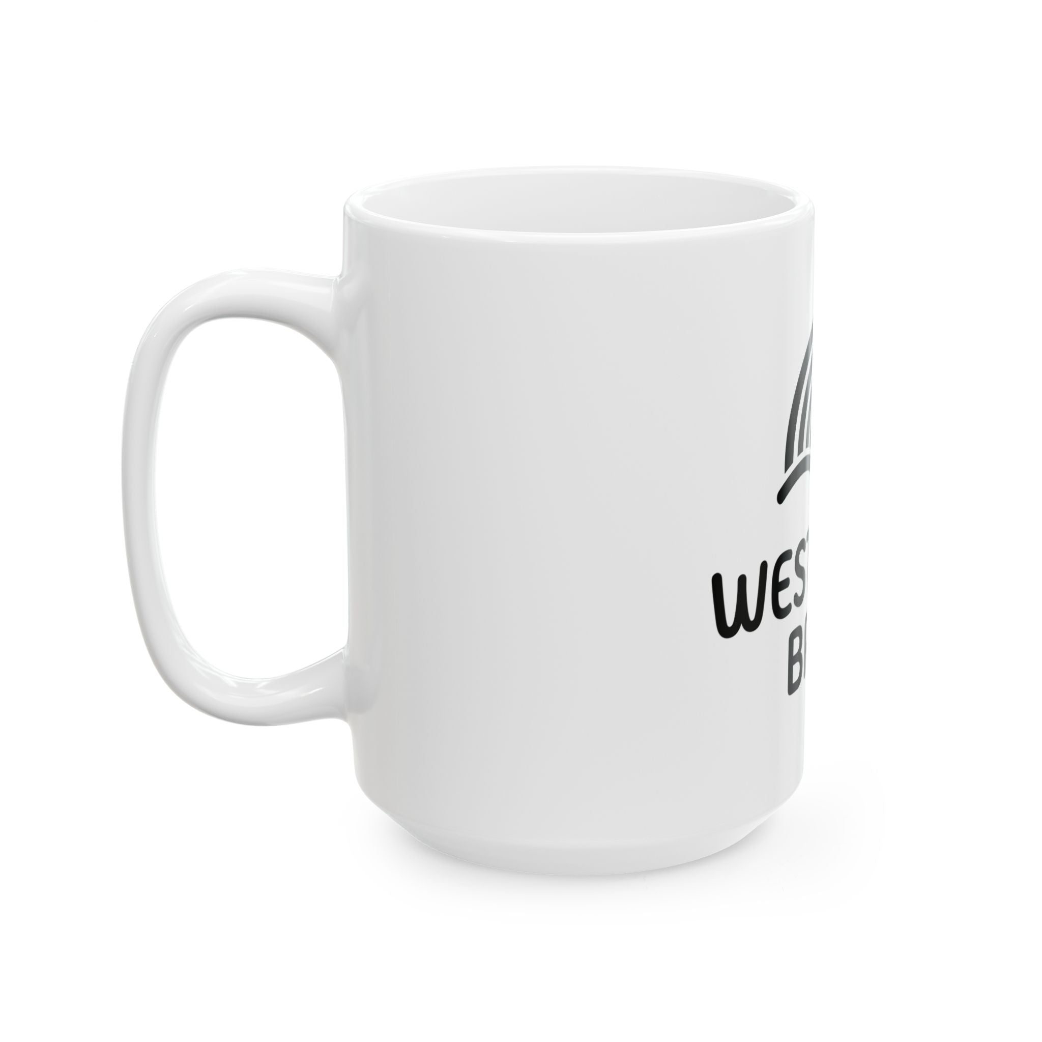 Westward Brew Ceramic Mug – Coffee Lover Mug with Retro Wave Logo (11oz & 15oz)