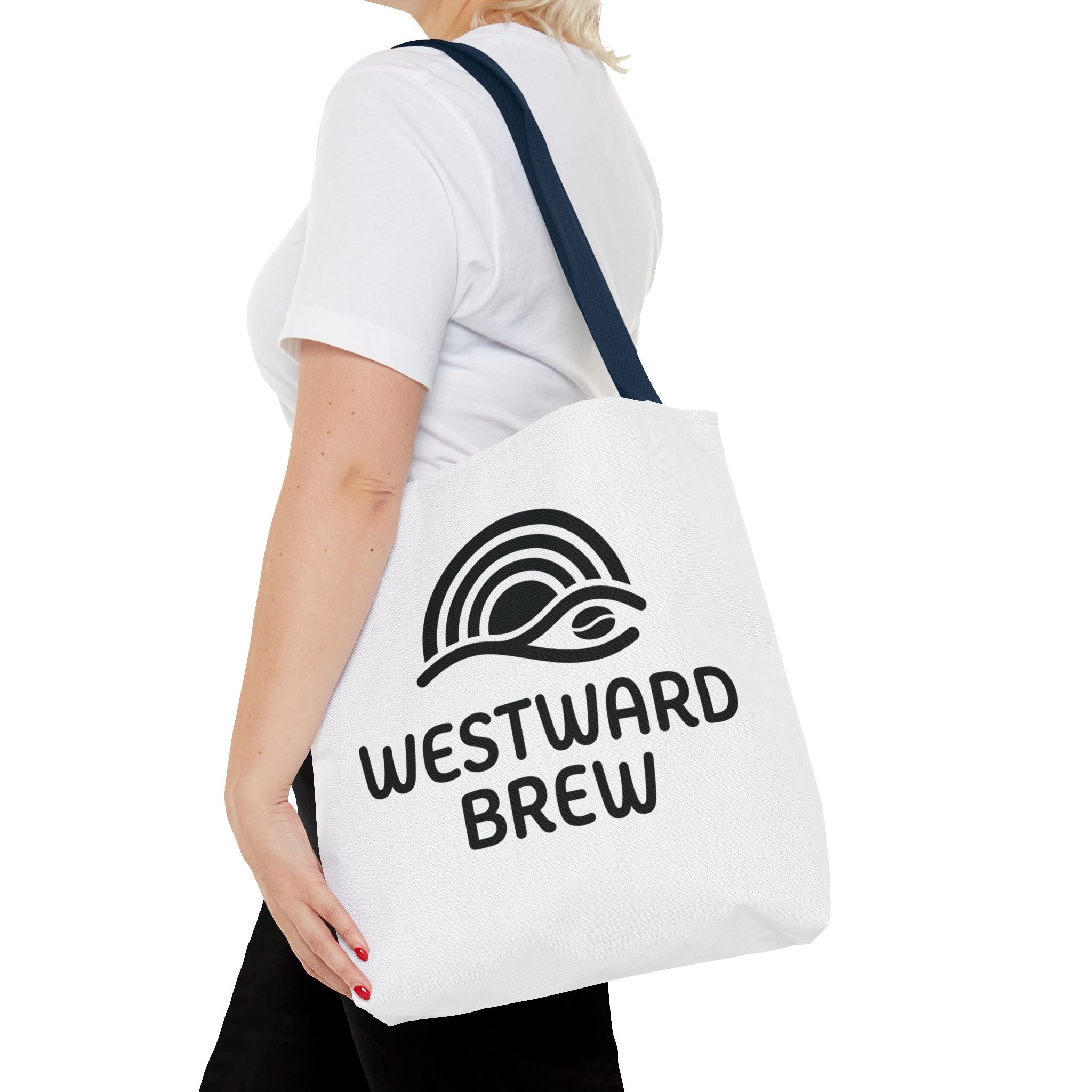 Westward Brew Logo Tote Bag – Coastal Coffee Canvas Tote