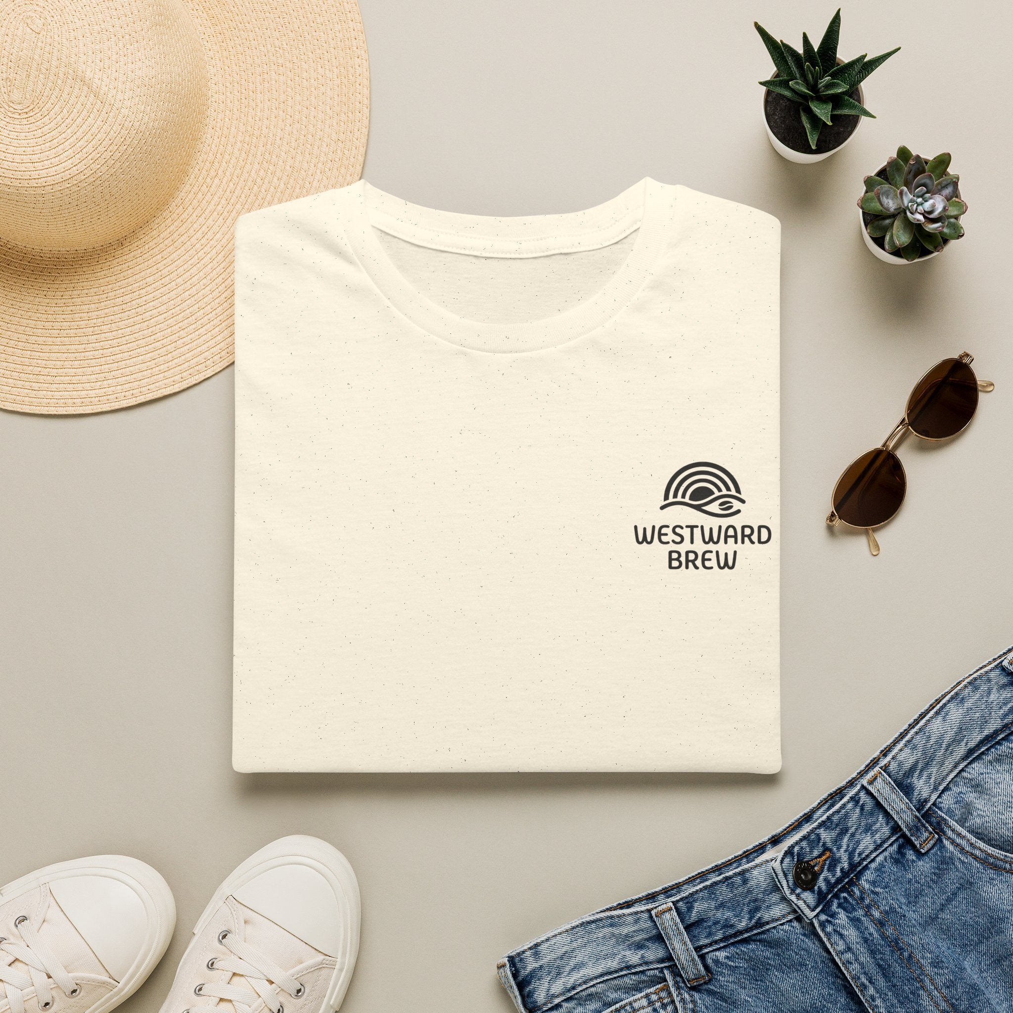 Westward Brew Coffee T-Shirt — Minimalist Logo Tee for Coffee Lovers