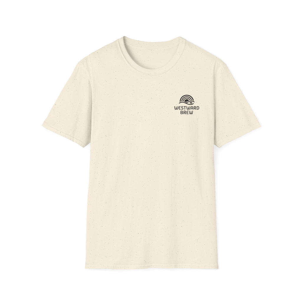 Westward Brew Coffee T-Shirt — Minimalist Logo Tee for Coffee Lovers