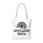 Westward Brew Logo Tote Bag – Coastal Coffee Canvas Tote
