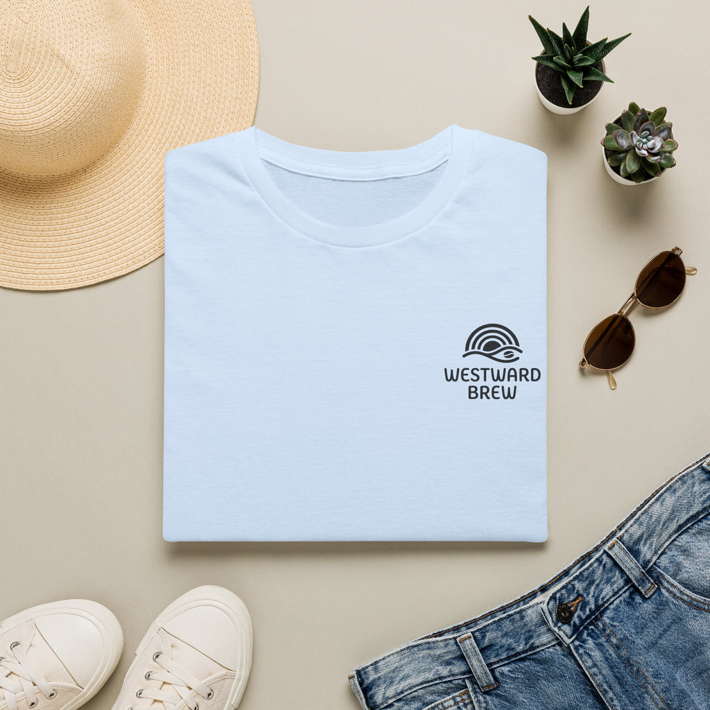 Westward Brew Coffee T-Shirt — Minimalist Logo Tee for Coffee Lovers