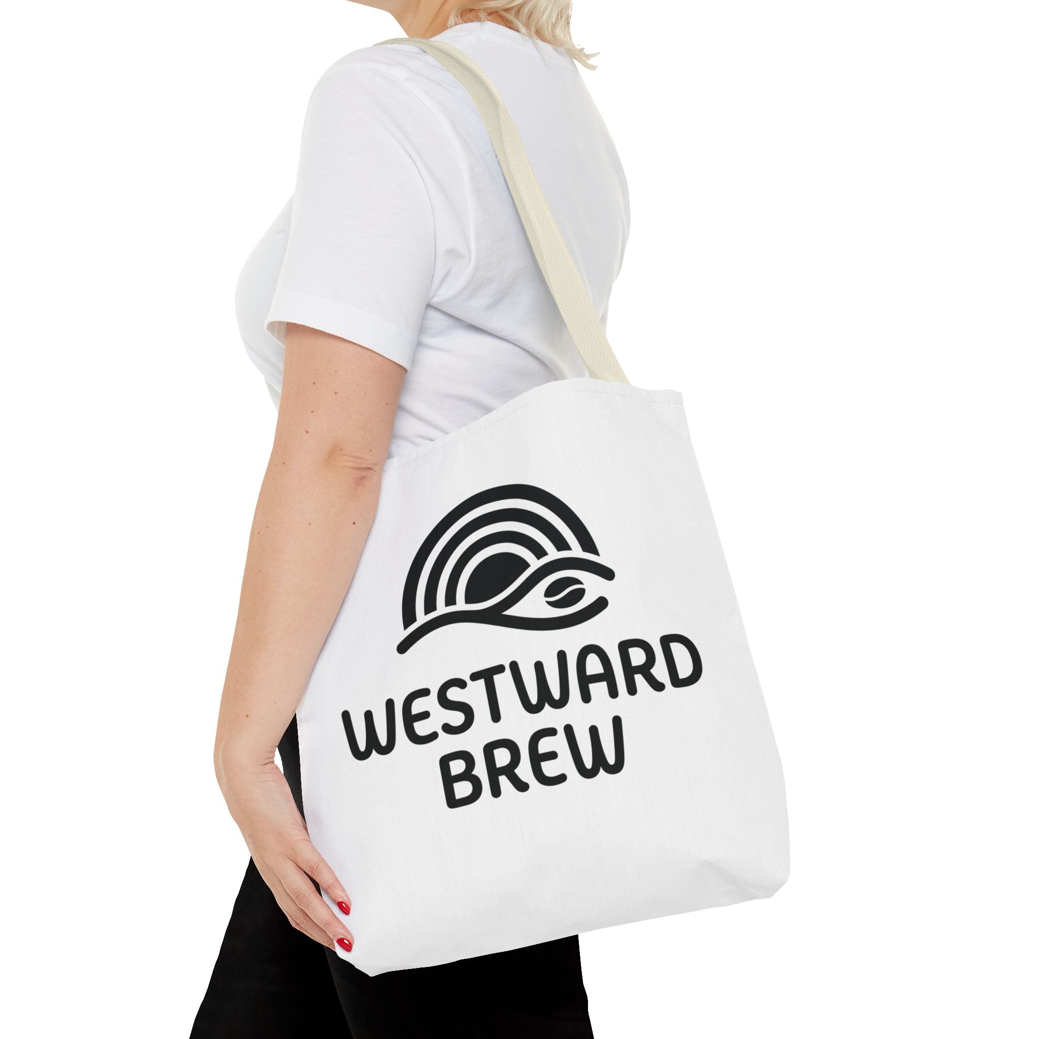Westward Brew Logo Tote Bag – Coastal Coffee Canvas Tote