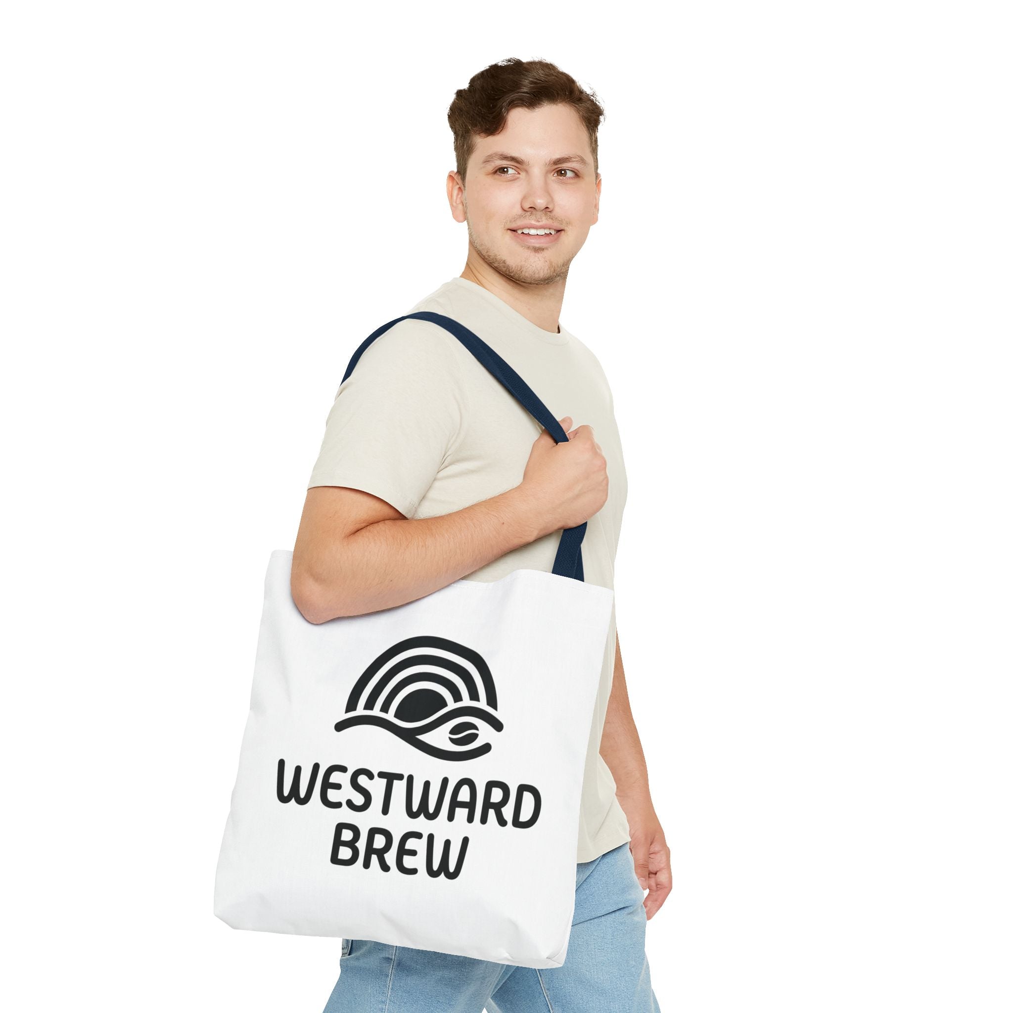 Westward Brew Logo Tote Bag – Coastal Coffee Canvas Tote