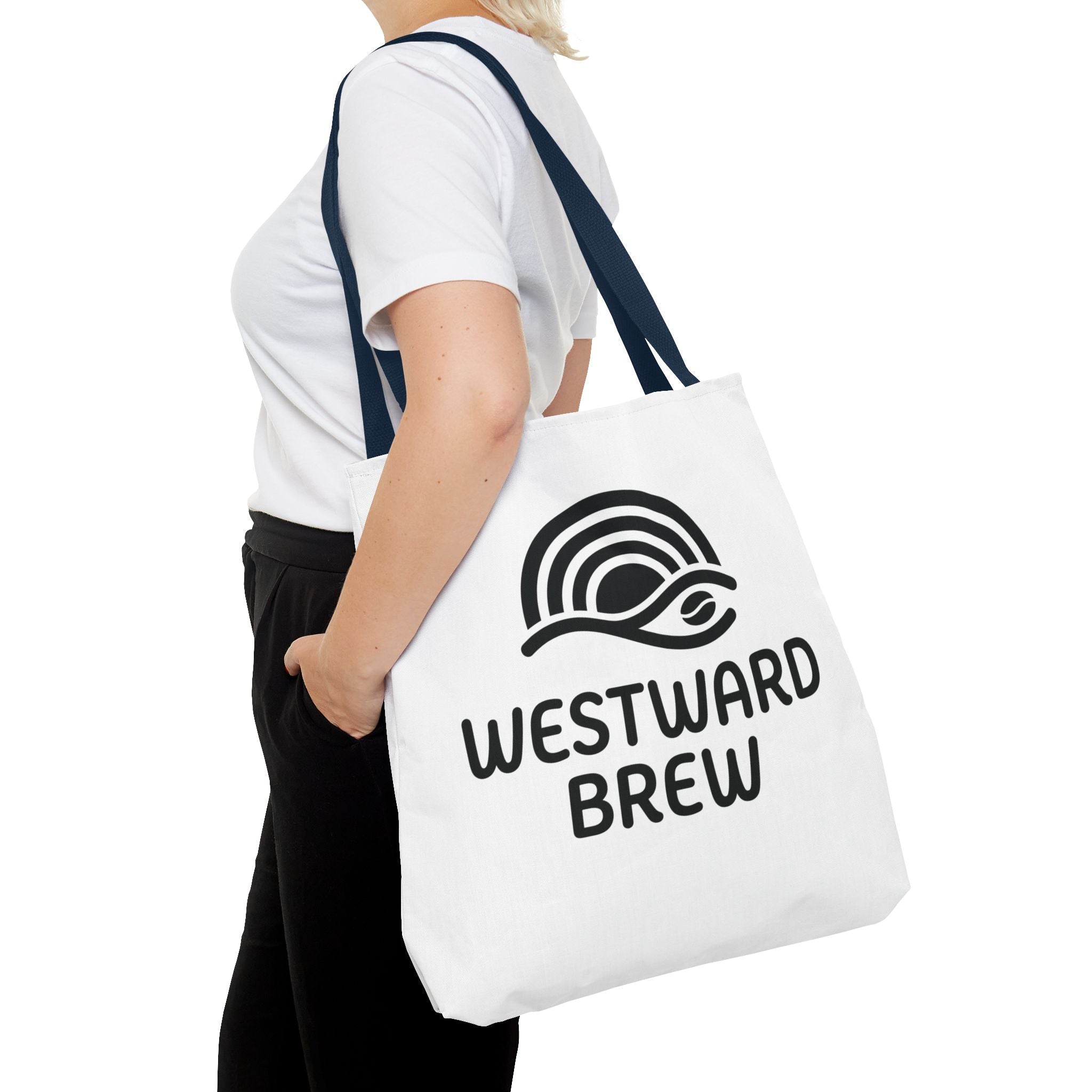 Westward Brew Logo Tote Bag – Coastal Coffee Canvas Tote