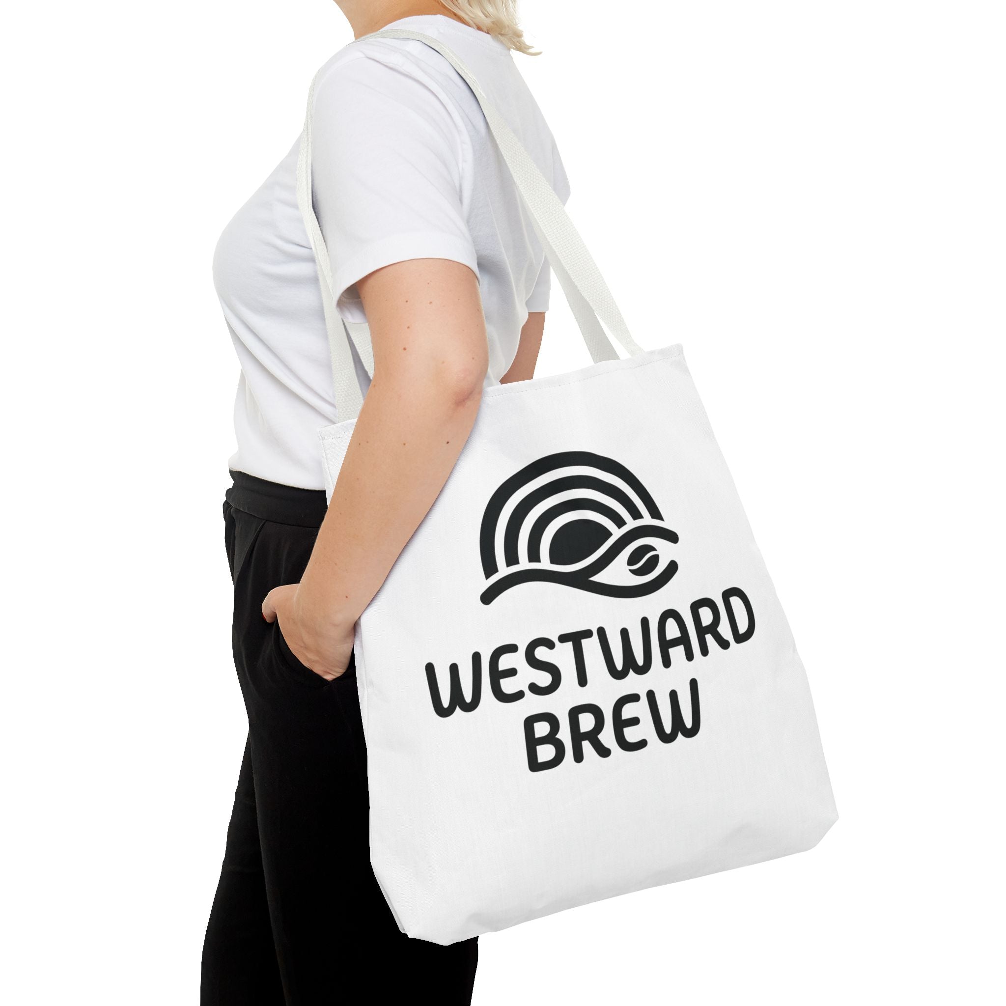 Westward Brew Logo Tote Bag – Coastal Coffee Canvas Tote
