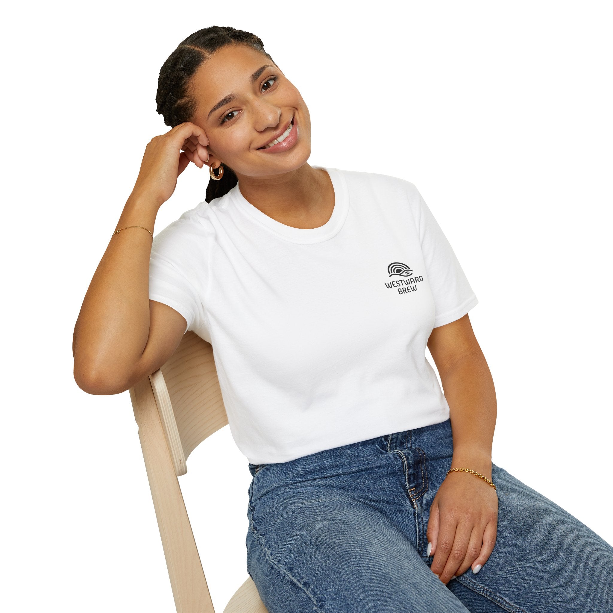 Westward Brew Coffee T-Shirt — Minimalist Logo Tee for Coffee Lovers