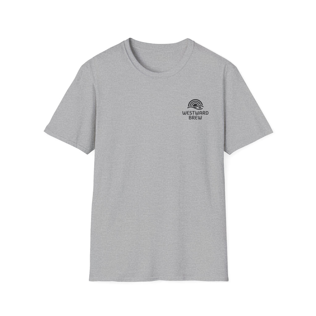 Westward Brew Coffee T-Shirt — Minimalist Logo Tee for Coffee Lovers