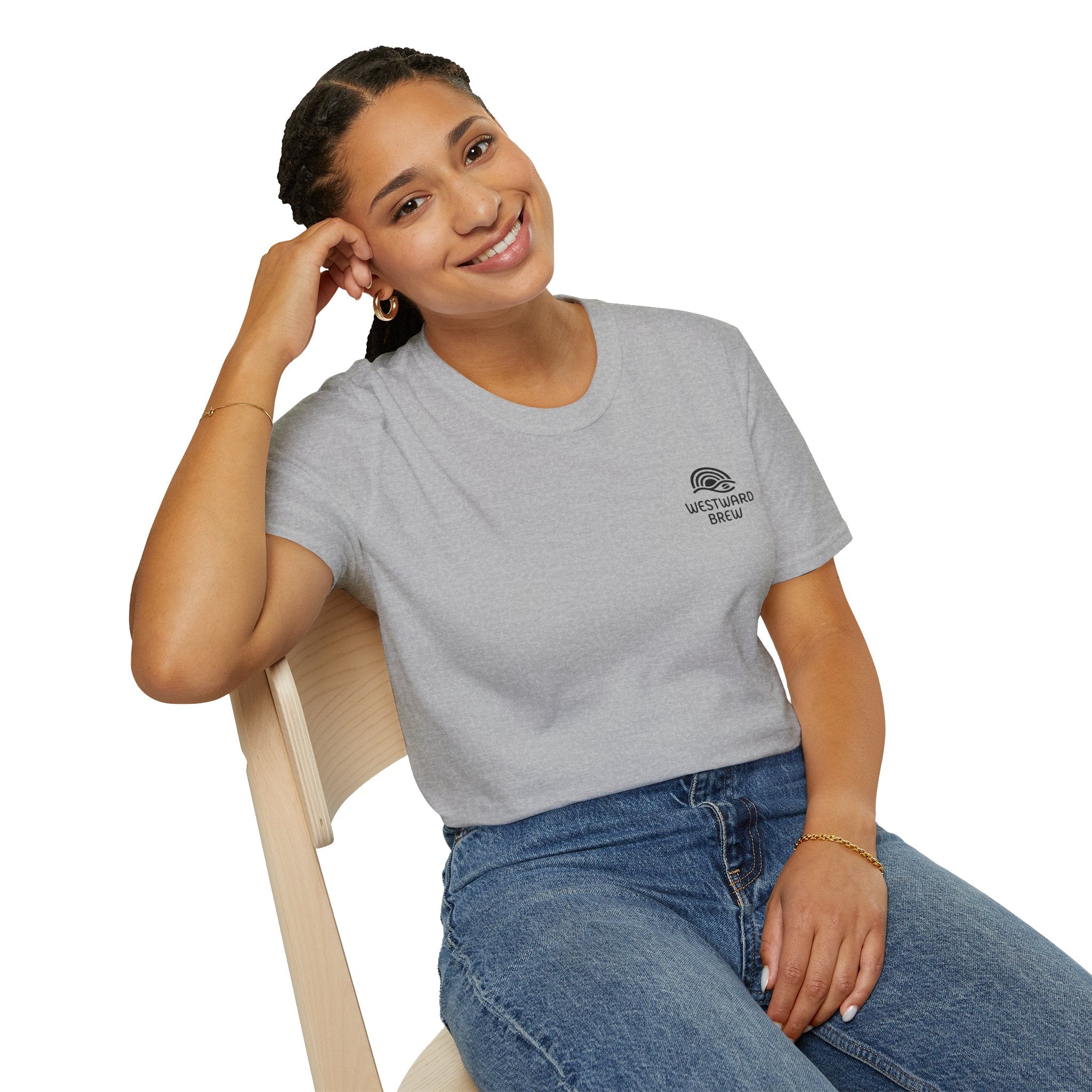 Westward Brew Coffee T-Shirt — Minimalist Logo Tee for Coffee Lovers