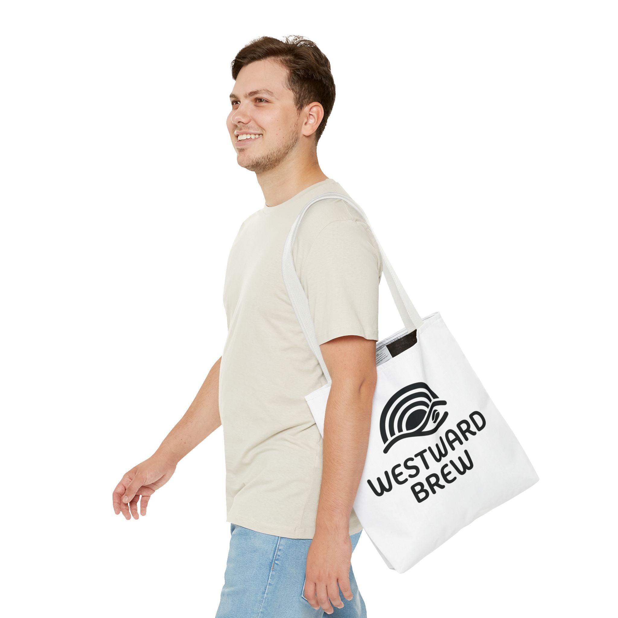 Westward Brew Logo Tote Bag – Coastal Coffee Canvas Tote