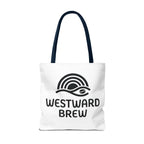 Westward Brew Logo Tote Bag – Coastal Coffee Canvas Tote