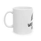 Westward Brew Ceramic Mug – Coffee Lover Mug with Retro Wave Logo (11oz & 15oz)