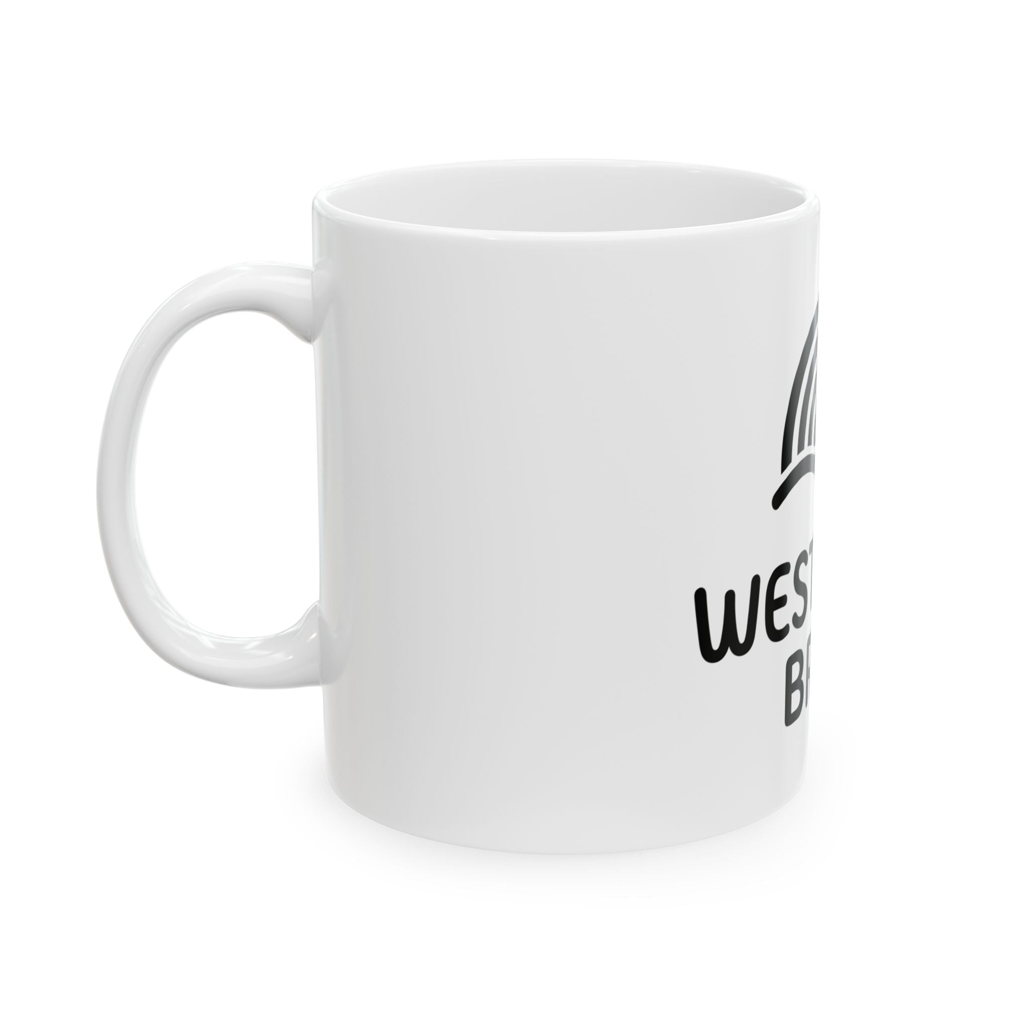 Westward Brew Ceramic Mug – Coffee Lover Mug with Retro Wave Logo (11oz & 15oz)