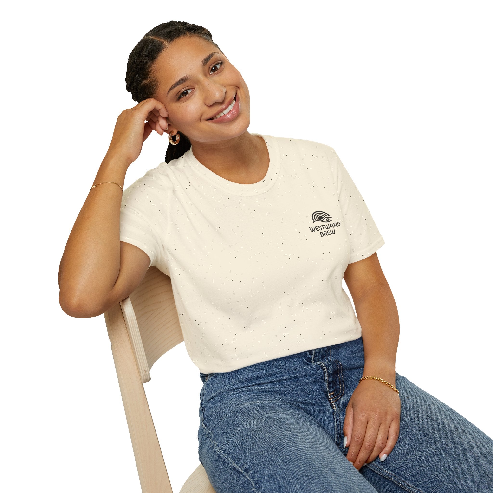 Westward Brew Coffee T-Shirt — Minimalist Logo Tee for Coffee Lovers